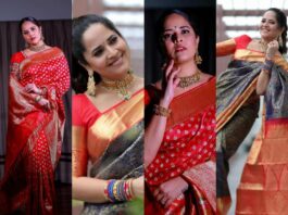 anasuya bharadwaj in silk sarees-featured