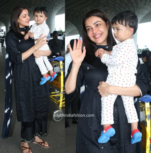 Kajal Aggarwal and Baby Neil's Candid Airport Capture! – South India ...