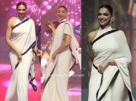 jawan press meet deepika padukone white saree